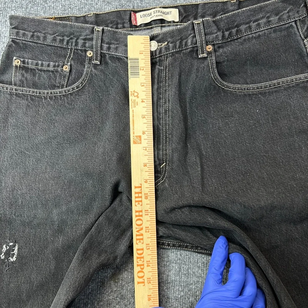 Levi's 569 Loose Straight Jeans Mens Faded Black Denim Zip Fly Classic - 38X28.5